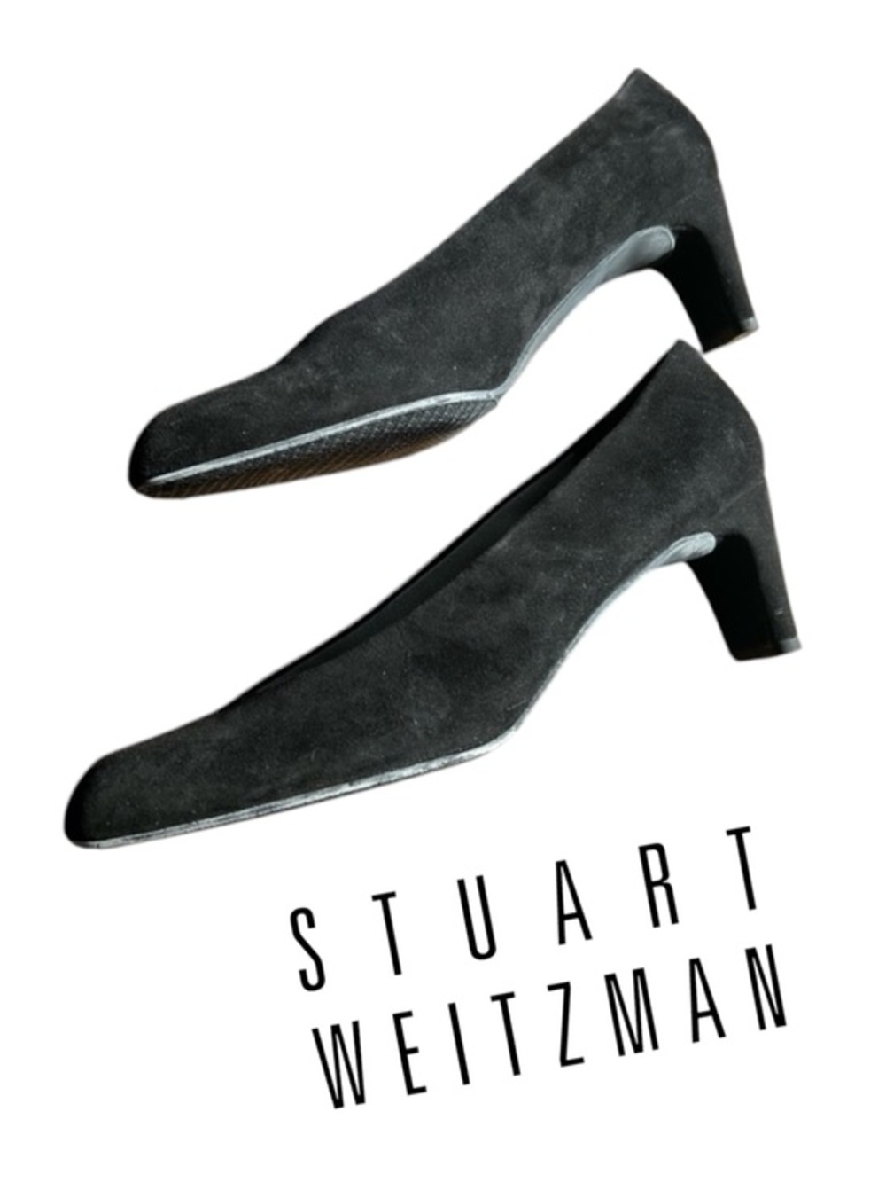 NIB RARE Stuart Weitzman Black Suede ChicPump Kitten Heels Size 9
